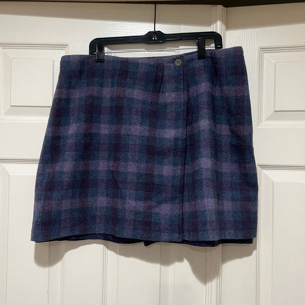 Vintage Style & Co Purple Plaid Wrap Wool Preppy Academia School Girl Skirt 14